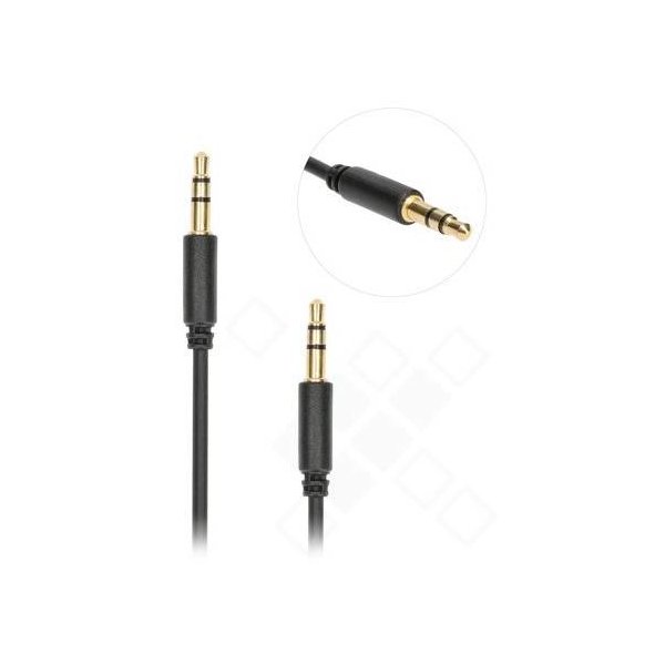 goobay Aux-Kabel 3,5mm M/M, 1m Lang, schmaler Stecker, Schwarz